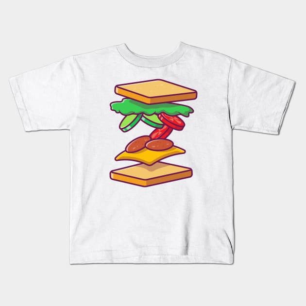 Flying Sandwich Ingredient Kids T-Shirt by Catalyst Labs